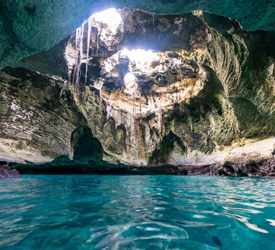 Thunderball Grotto in the Bahamas, a prime snorkeling spot near Nassau.