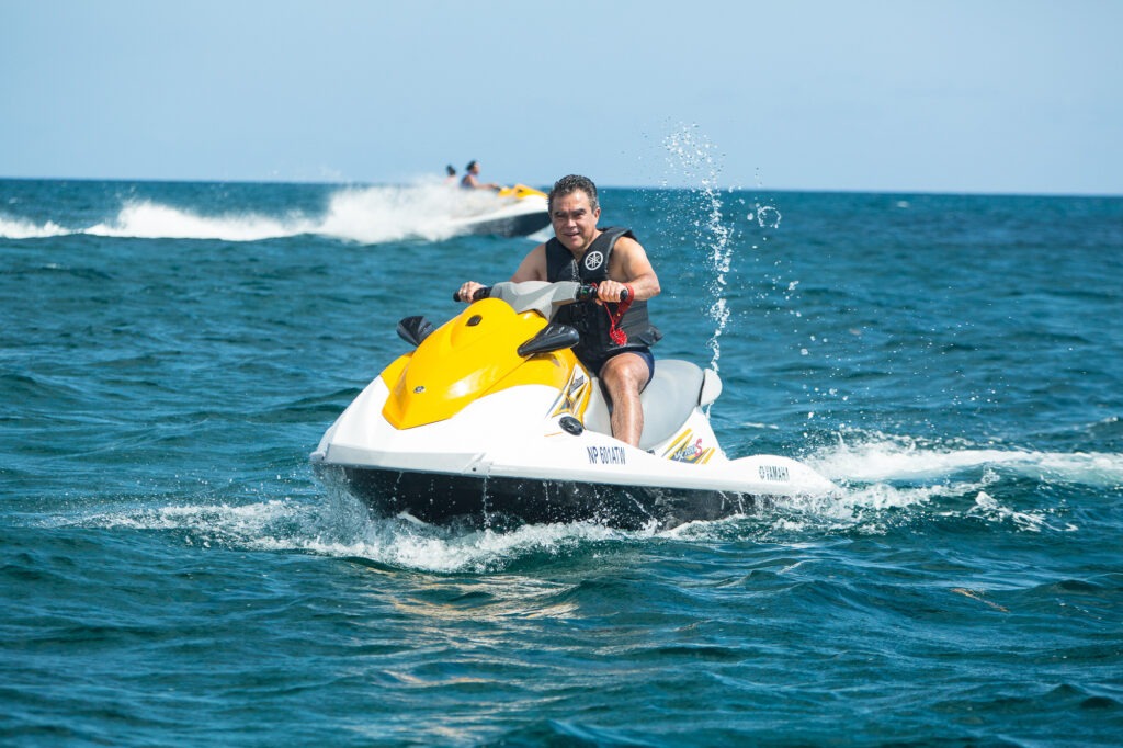 Tourist enjoying a jet ski experience in Nassau Bahamas