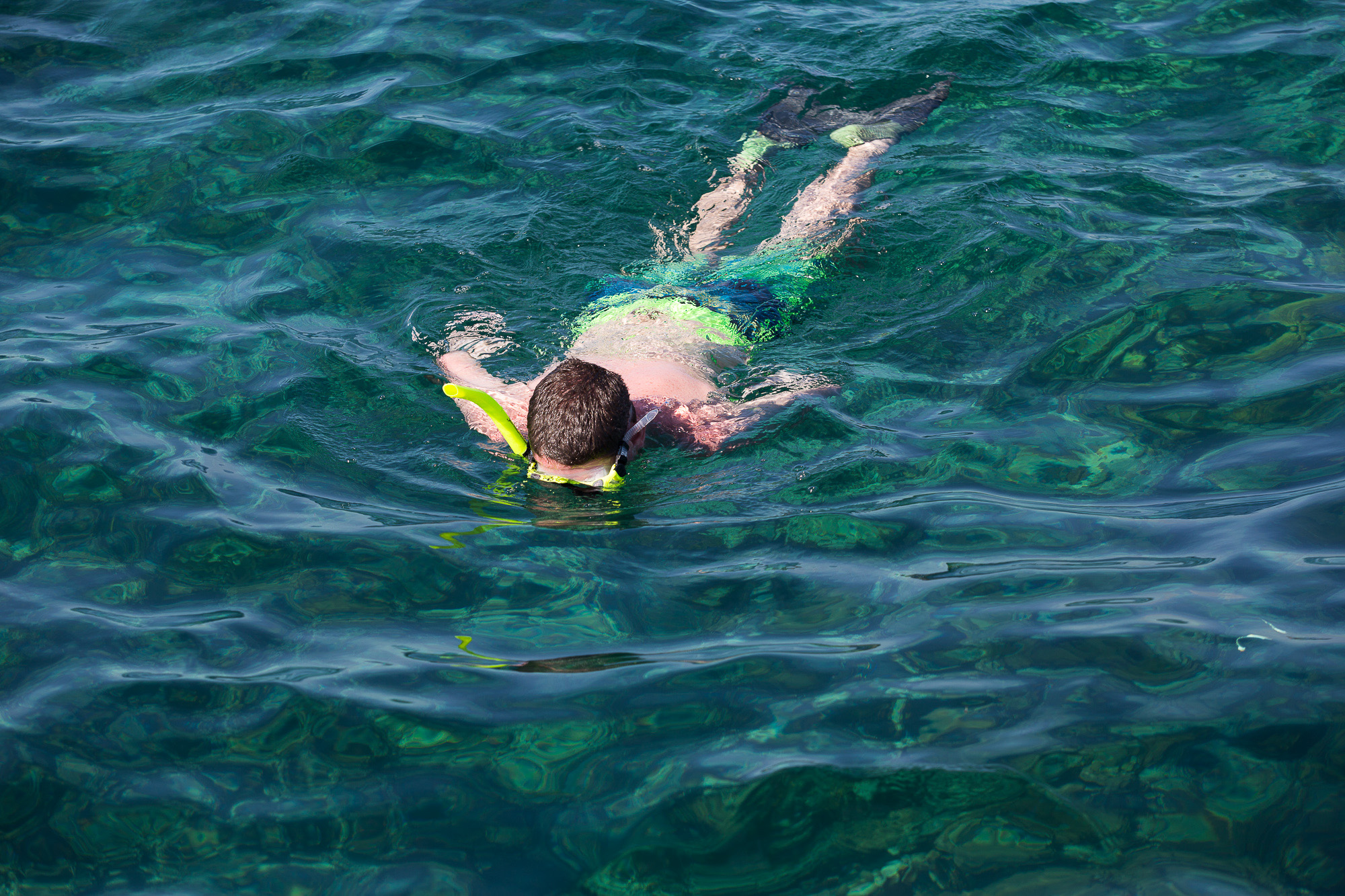 Reef snorkeling in clear water near Nassau Bahamas